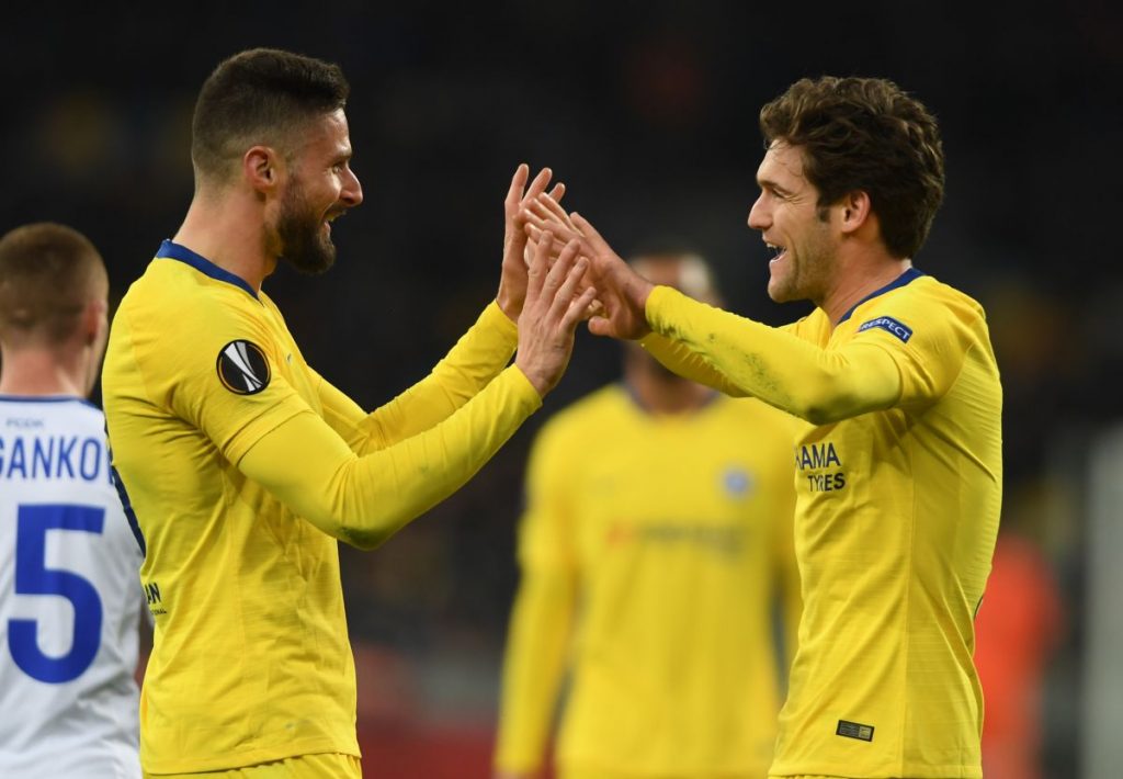 Olivier Giroud e Marcos Alonso, Chelsea