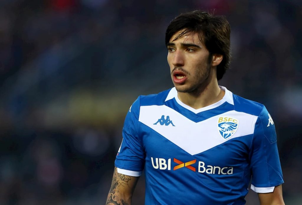 Sandro Tonali con la maglia del Brescia