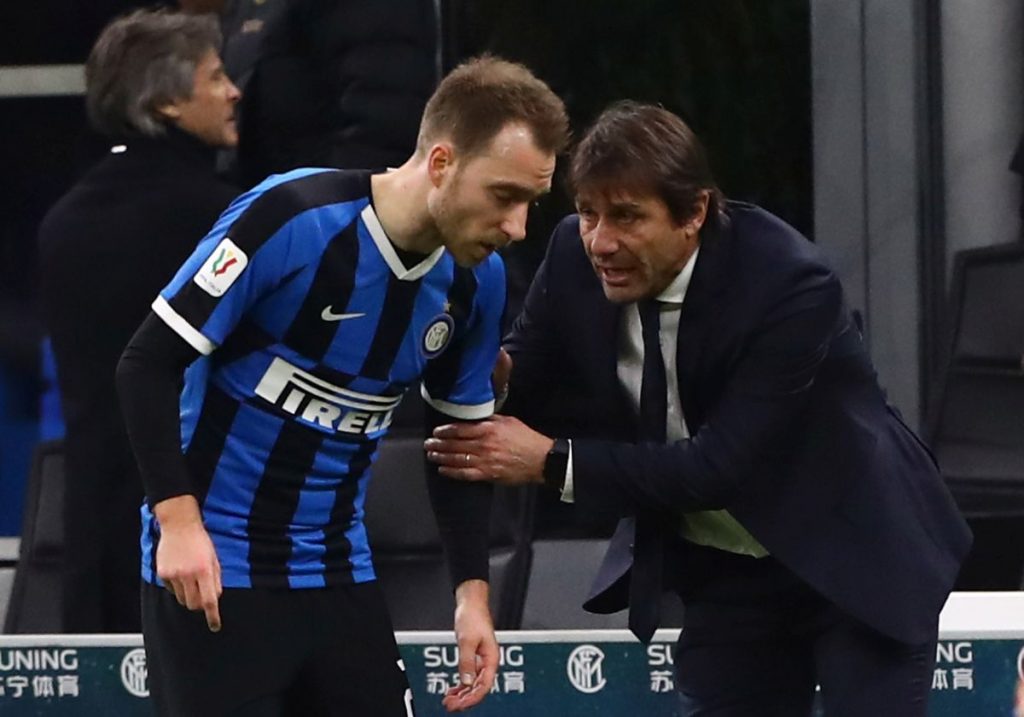 Christian Eriksen e Antonio Conte
