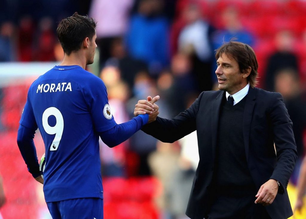Alvaro Morata e Antonio Conte