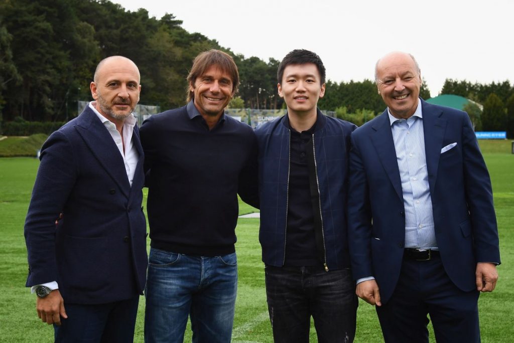 Piero Ausilio, Antonio Conte, Steven Zhang e Giuseppe Marotta