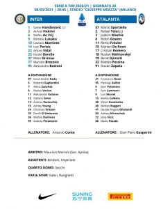 distinta inter atalanta