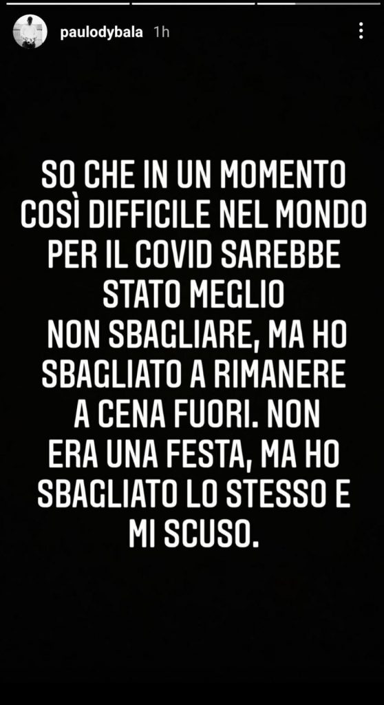 Dybala scuse covid