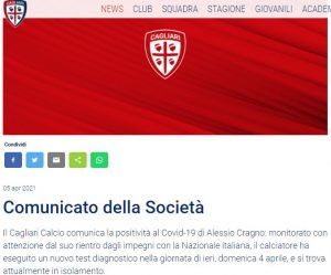 cagliari cragno coronavirus