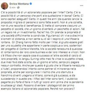 mentana post azionariato