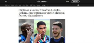 articolo su the athletic hakimi lukaku chelsea