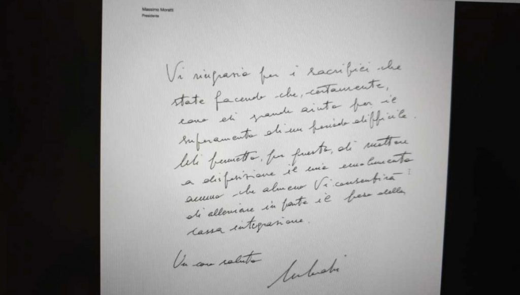 moratti lettera operai