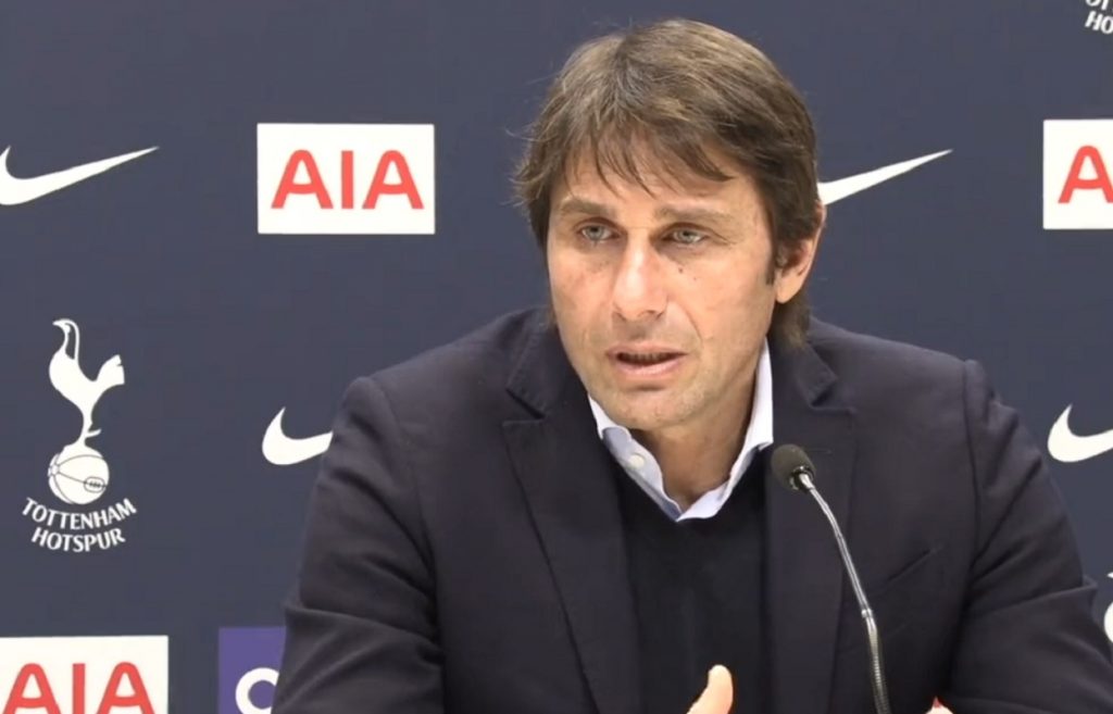 Conte in conferenza al Tottenham