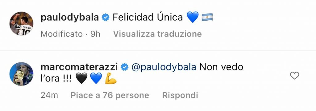 dybala commento materazzi