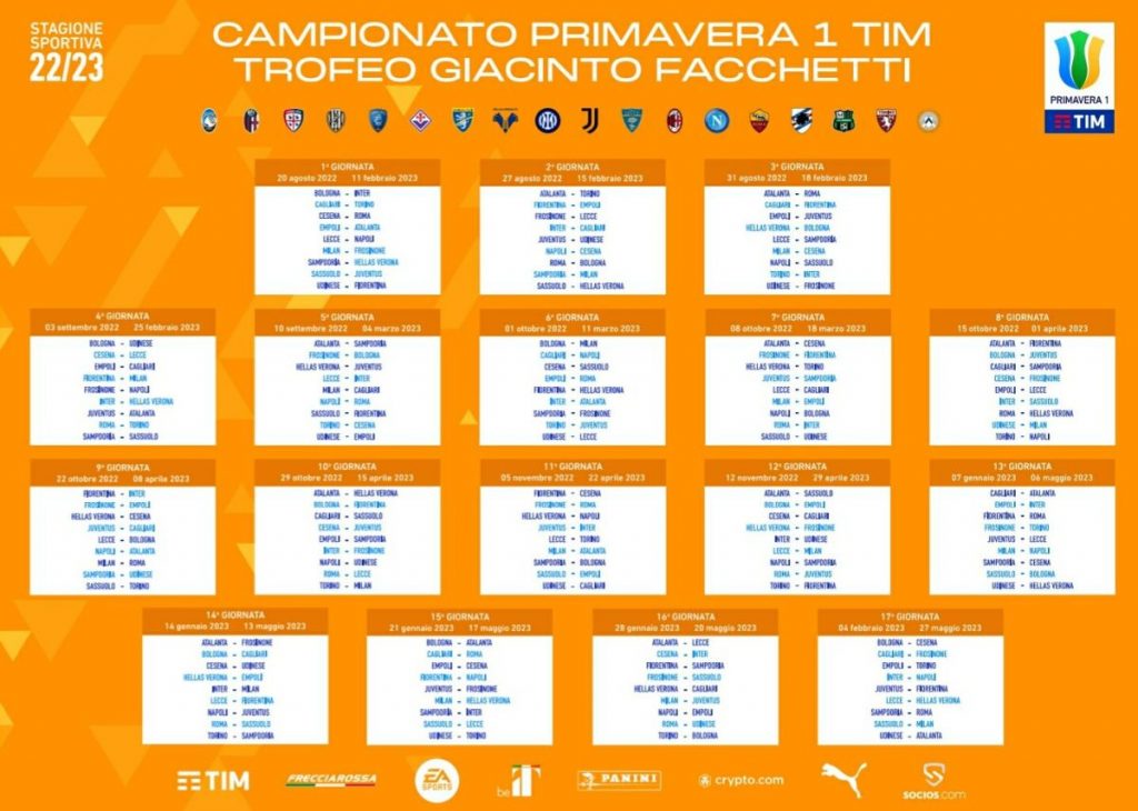 calendario Campionato Primavera 1 2022-2023