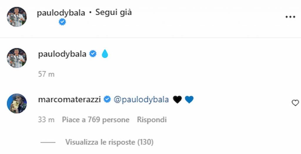 dybala commento materazzi