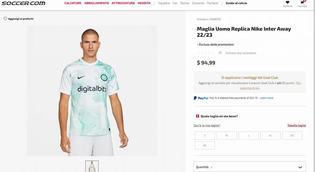 vendita maglia trasferta
