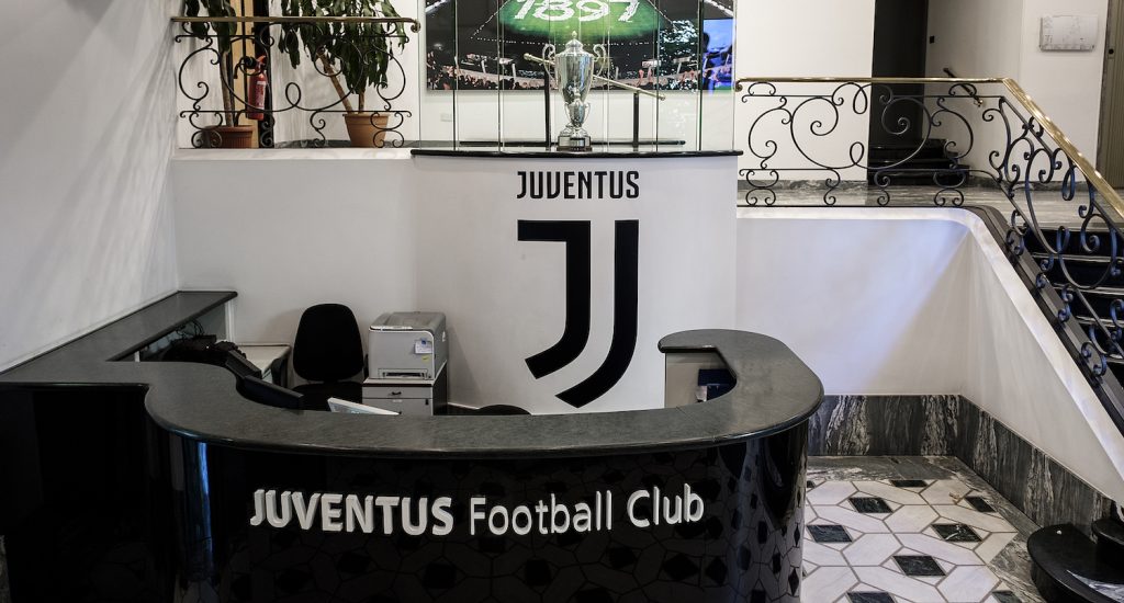 FC Juventus New Logo Is On Display At Club's Heahdquarters