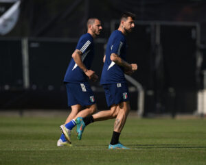bonucci e acerbi Italy Training Session And Press Conference - UEFA Nations League 2022/23 Third Place Match