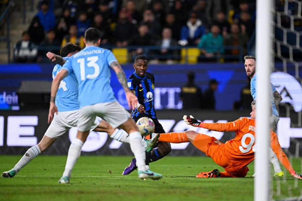 thuram gol inter lazio uno a zero supercoppa