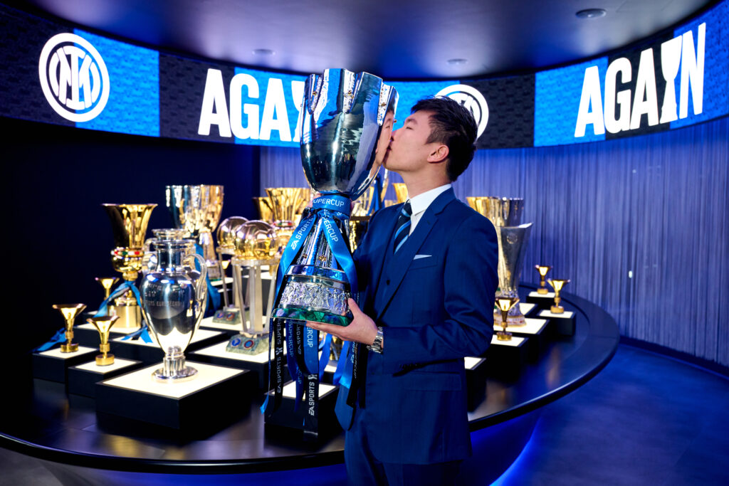 The Italian Super Cup Trophy Is Dispalyed At FC Internazionale Headquarters