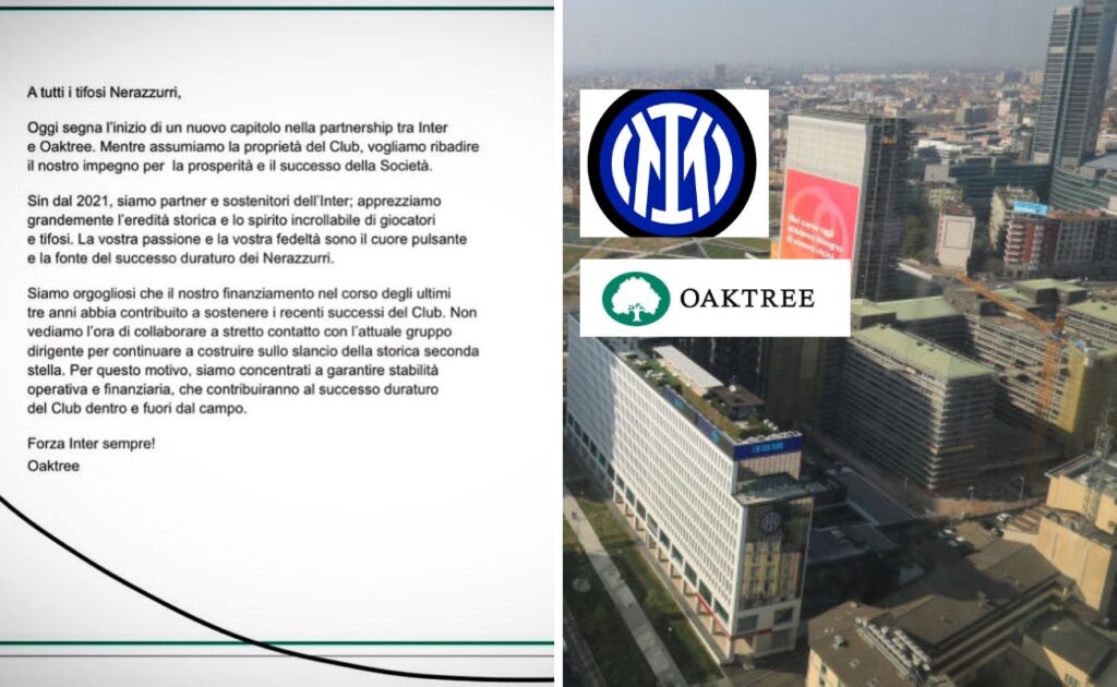 oaktree inter lettera ai tifosi