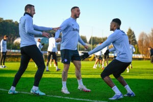 de vrij, arnautovic dumfries FC Internazionale Training Session