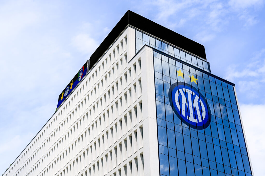 FC Internazionale New Logo Is Displayed At Club's Headquarters