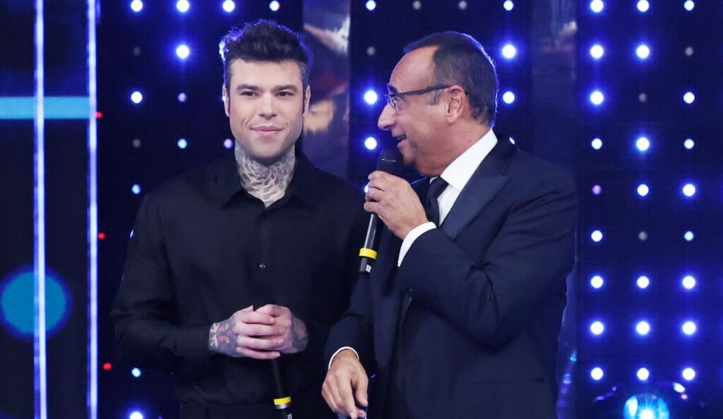 Fedez and Carlo Conti attend Sanremo Giovani 2024