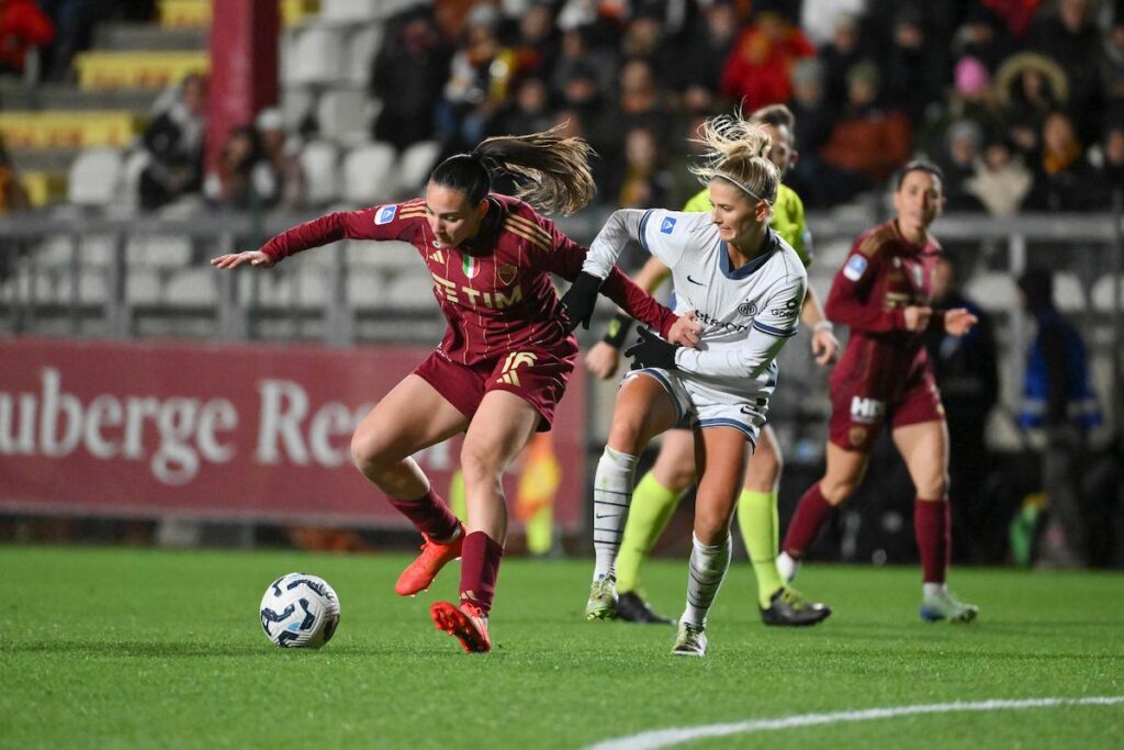 AS Roma player Alice Corelli in action during he Serie A match between AS Roma v FC Internazionale at Stadio Tre Fontane