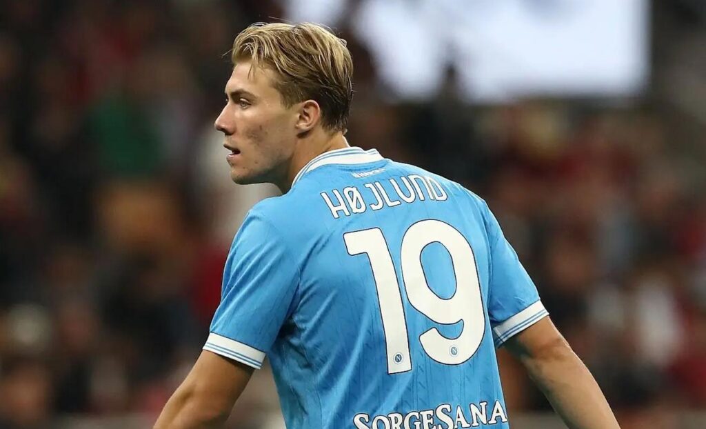 Rasmus Hojlund of SSC Napoli looks on during the Serie A