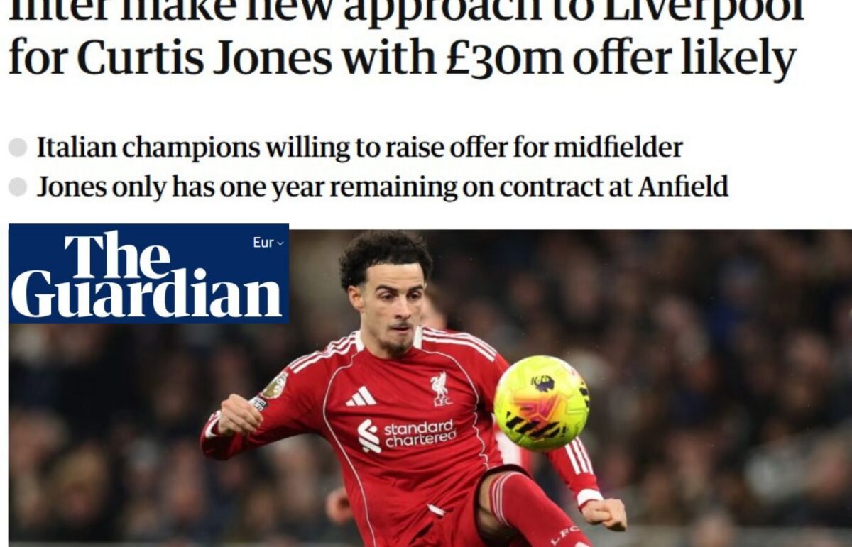 La notizia su Inter-Curtis Jones sul Th Guardian