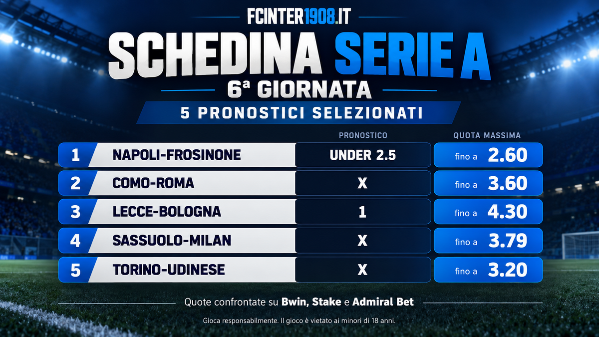 schedina 6a giornata campionato