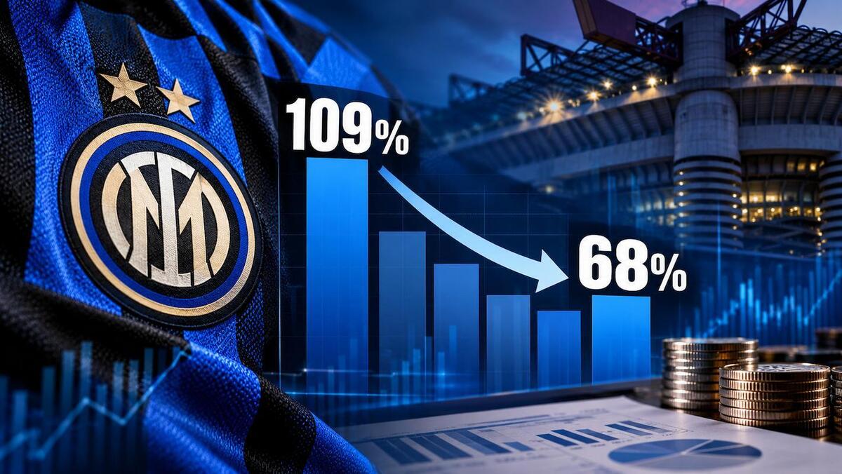 Inter, il dato che spiega la svolta tra conti e bilancio. Dal 109% al 68%