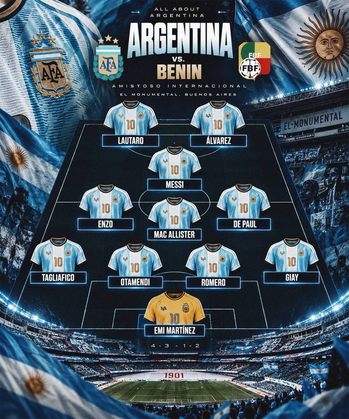 ultima messi formazione argentina