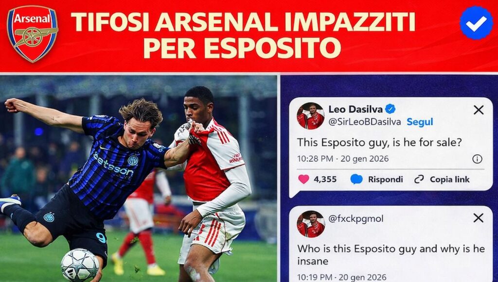 Tifosi Arsenal impazziti sui social per Pio Esposito