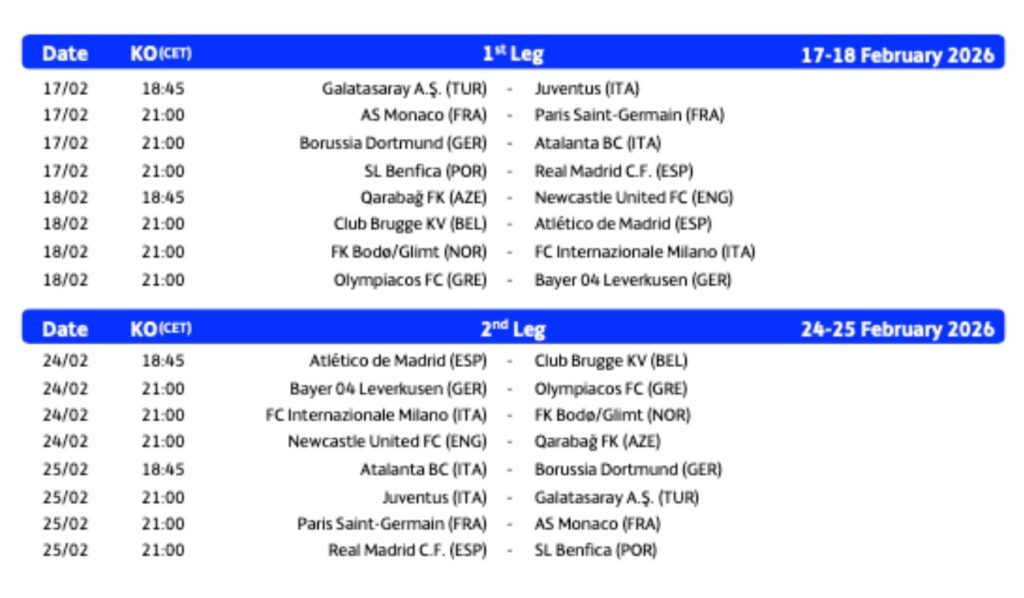 Date e orari spareggi Champions