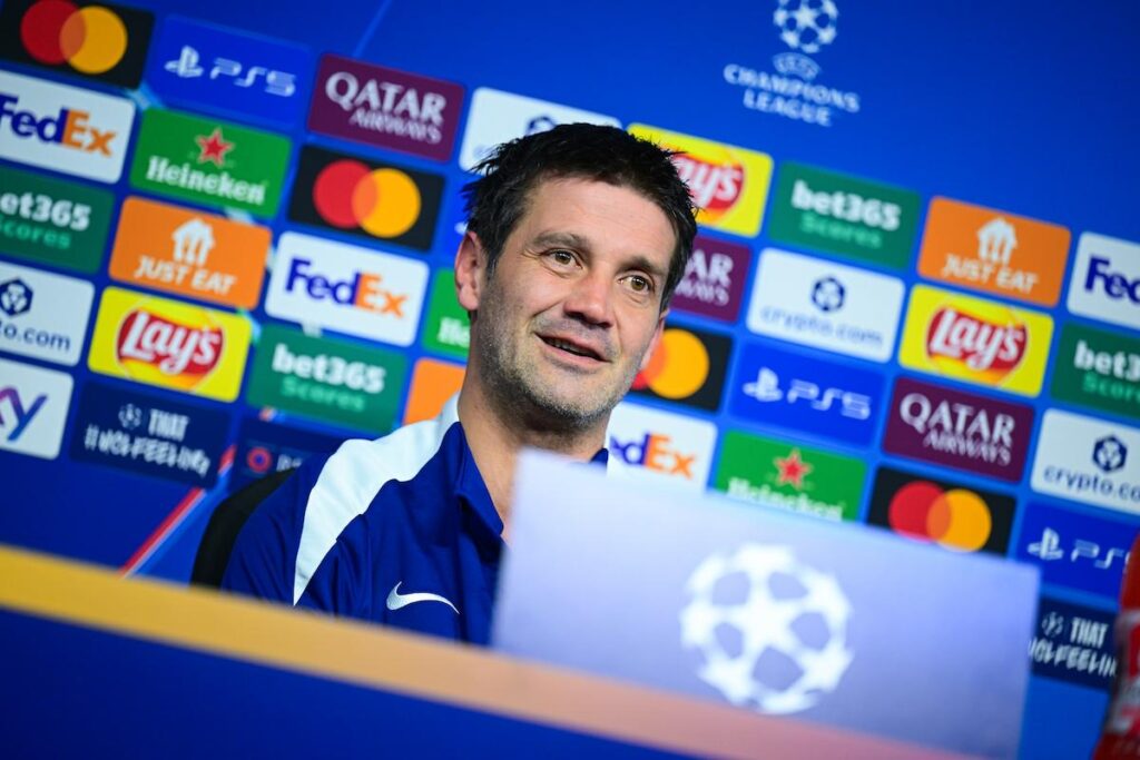 Head Coach Cristian Chivu of FC Internazionale attends during the FC Internazionale press conference ahead of UEFA Champions League 202526 League Phase MD7 at BPER Training Centre