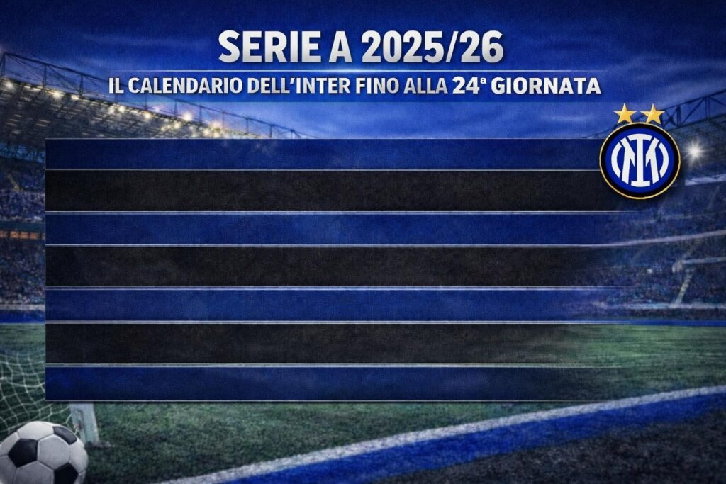 Serie A 202526, il calendario dell'Inter fino alla 24ª giornata