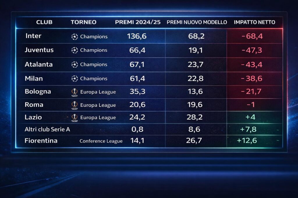 Nuovo modello ripartizione premi Uefa