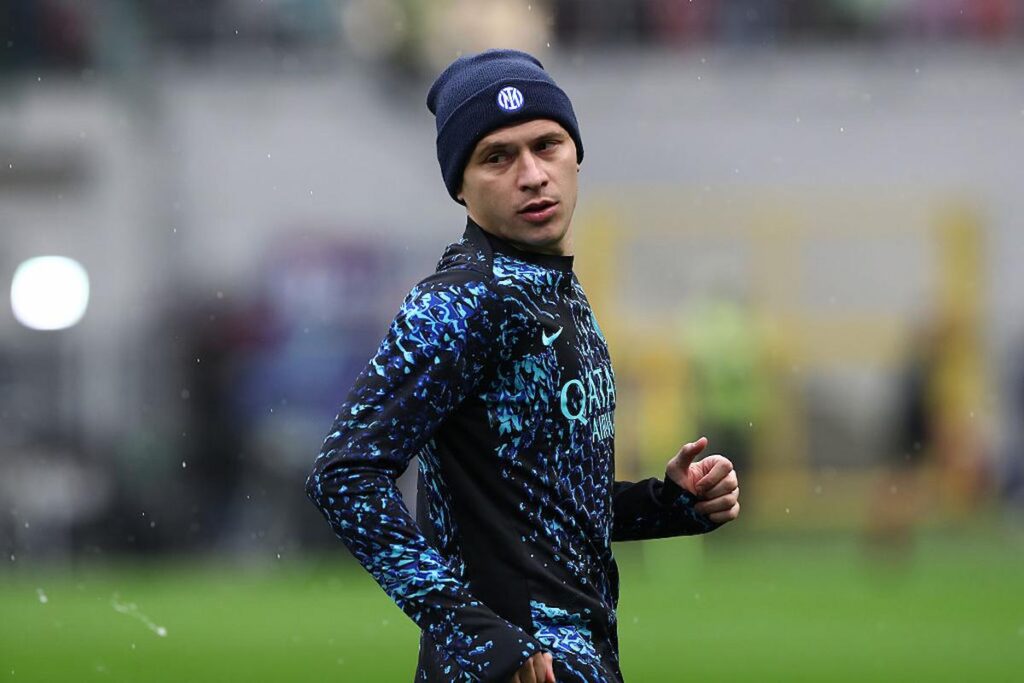 barella riscaldamento inter atalanta