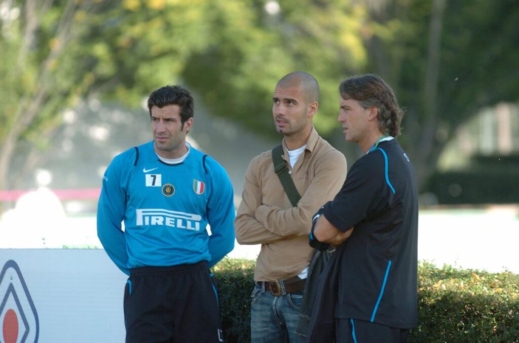 guardiola con mancini e figo ad appiano