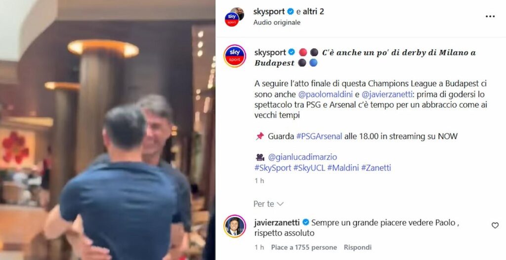 zanetti abbraccia maldini risposta pupi