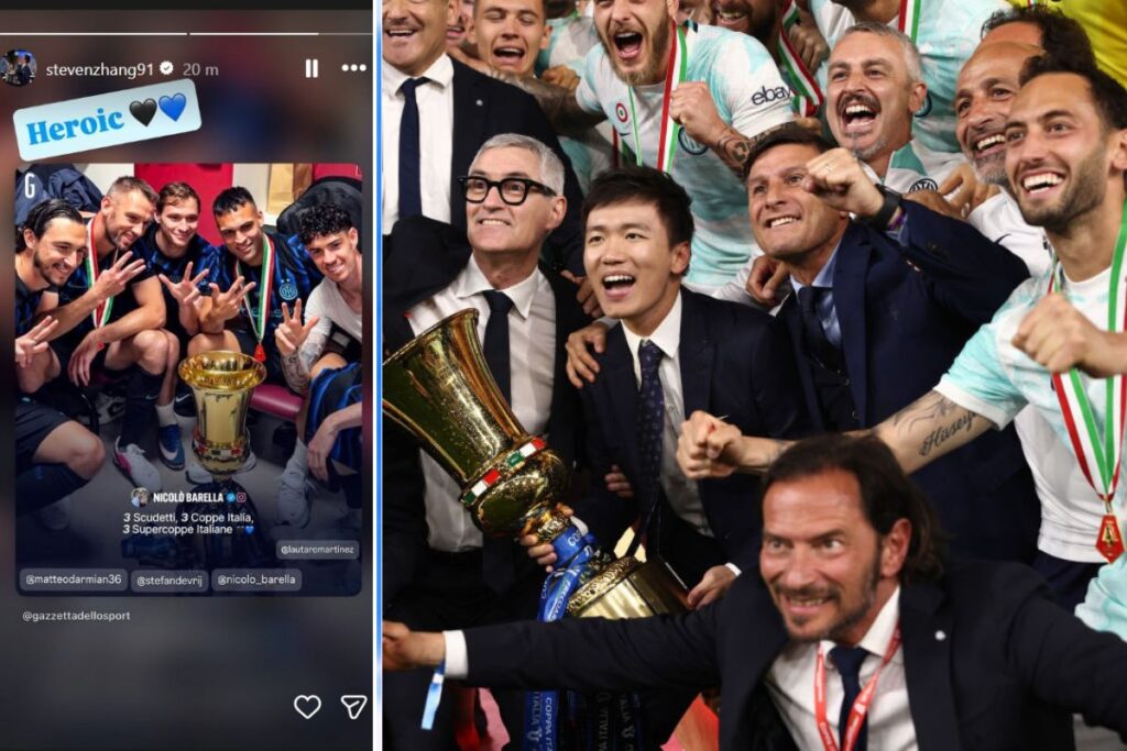 steven zhang festeggia sui social coppa italia