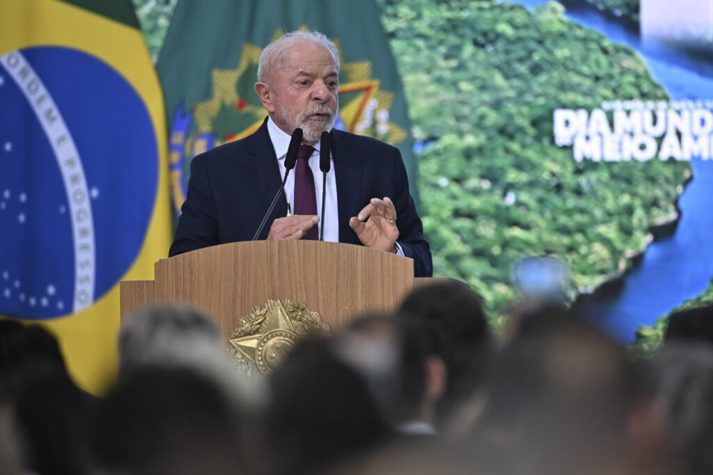 Lula Da Silva Holds A Press Conference In Planalto