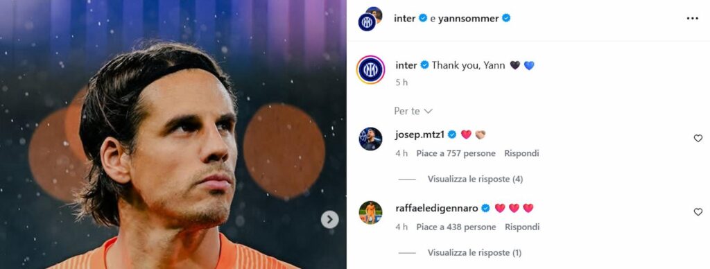 inter saluta sommer i commenti di martinez e di gennaro